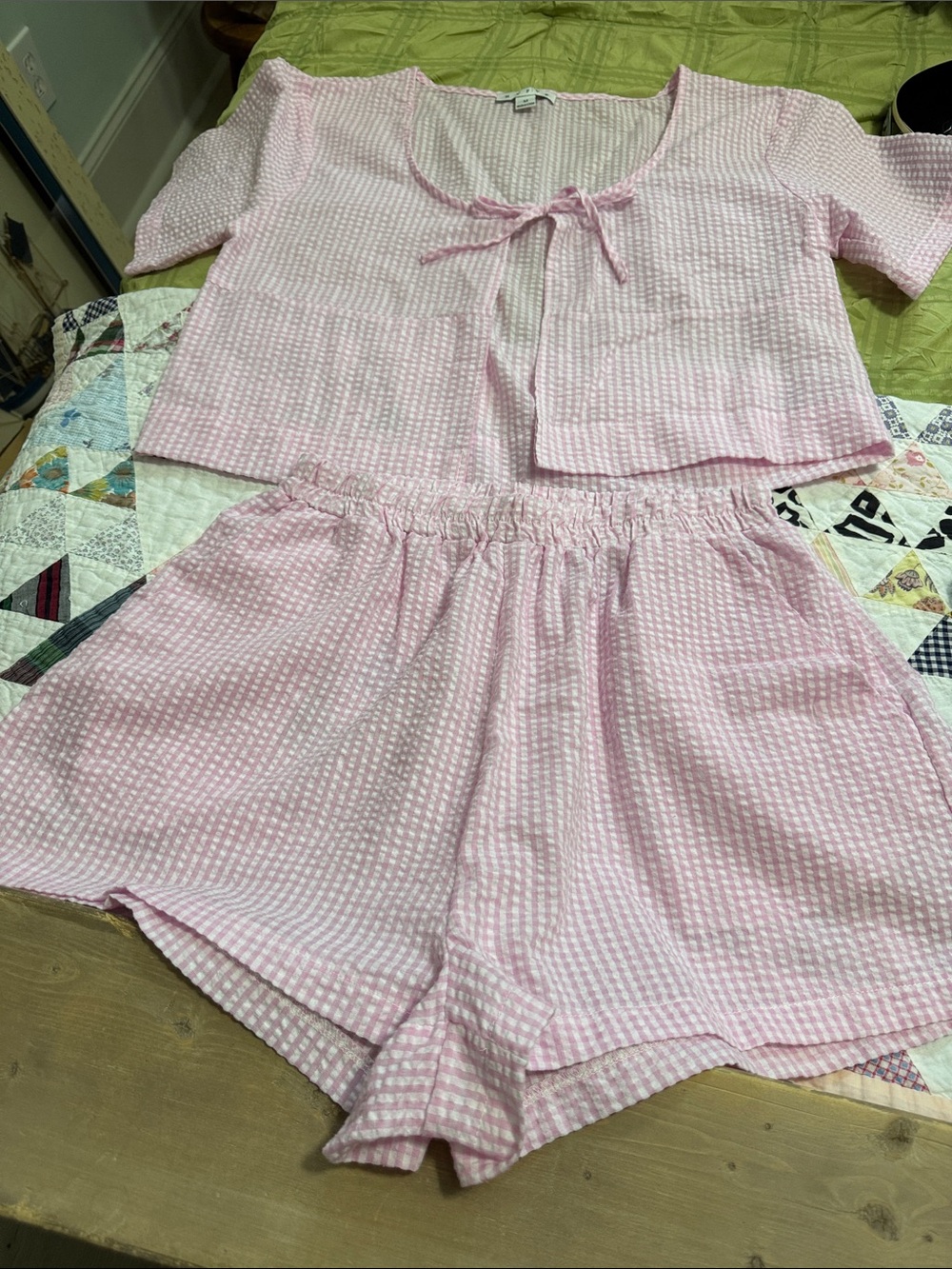 HYFVE Pink Seersucker Short set
